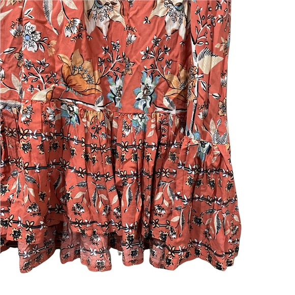 Anthropologie Jaase Small Oversized Floral Boho Flowy Hippie Dress Coral 173 - Picture 4 of 6